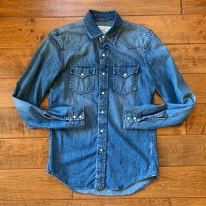 Denim Pearl Snap Button Down
